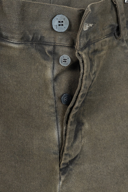 10sei0otto Green Cotton Staggered-Hem Slim Jeans