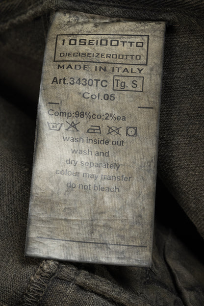 10sei0otto Green Cotton Staggered-Hem Slim Jeans
