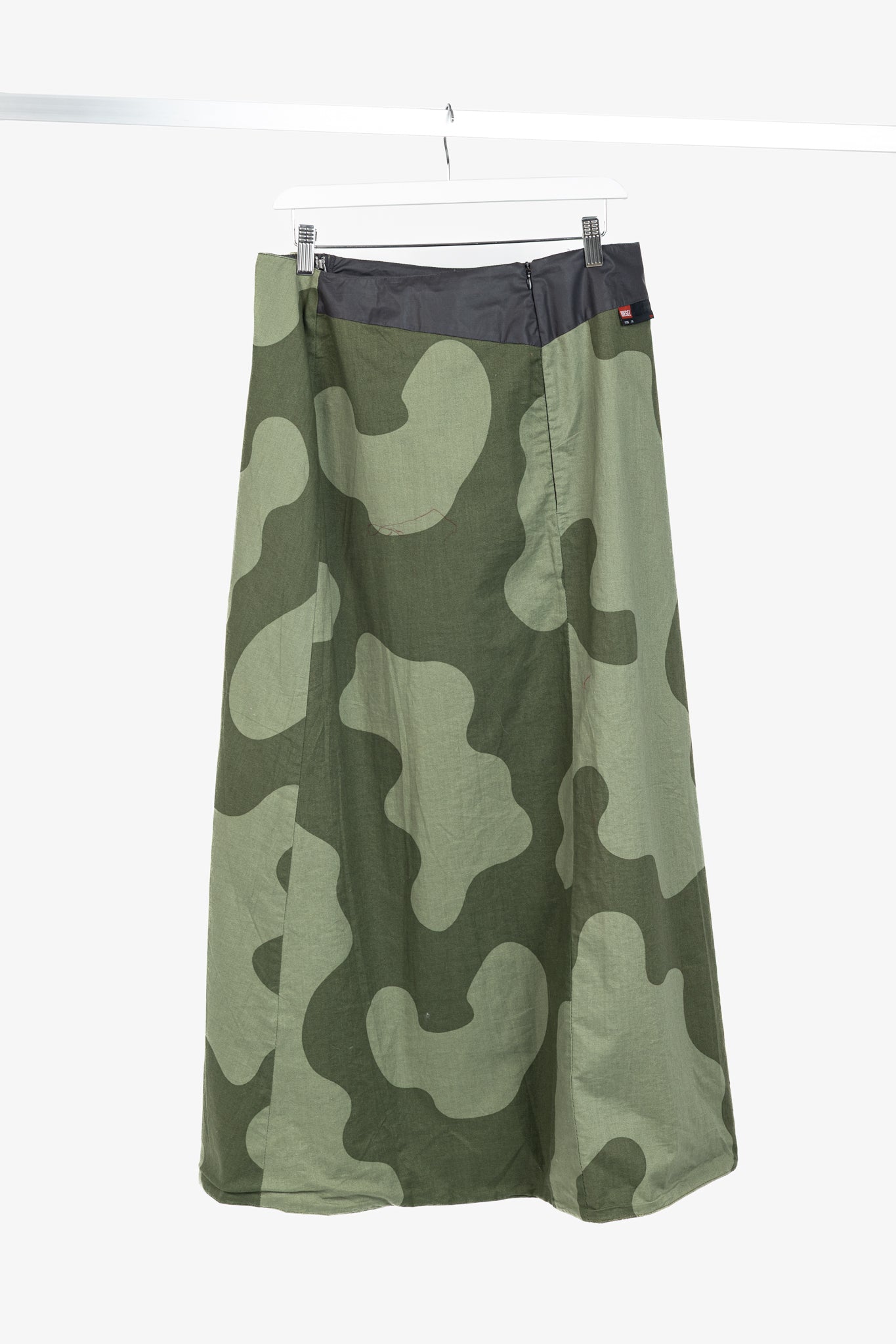 Diesel Reversible Camouflage & Grey Cotton-Blend Maxi Skirt