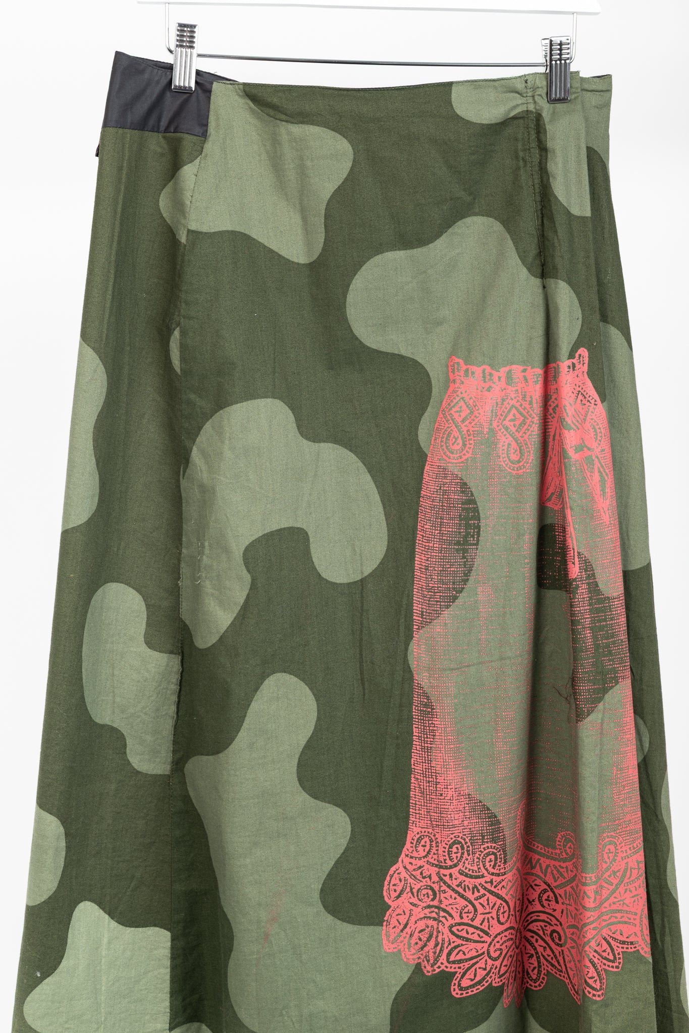 Diesel Reversible Camouflage & Grey Cotton-Blend Maxi Skirt