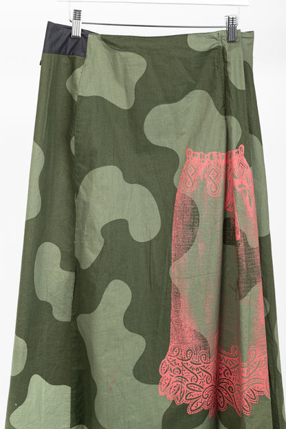 Diesel Reversible Camouflage & Grey Cotton-Blend Maxi Skirt