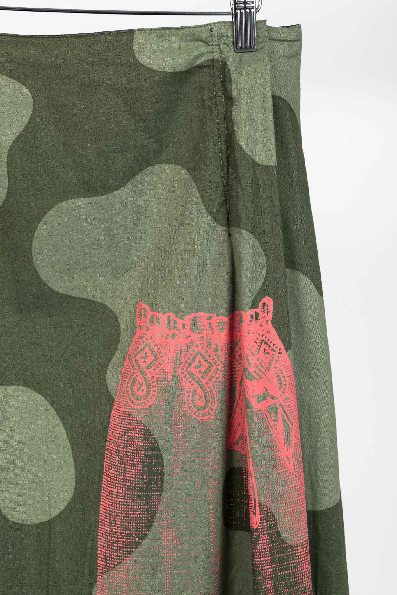 Diesel Reversible Camouflage & Grey Cotton-Blend Maxi Skirt