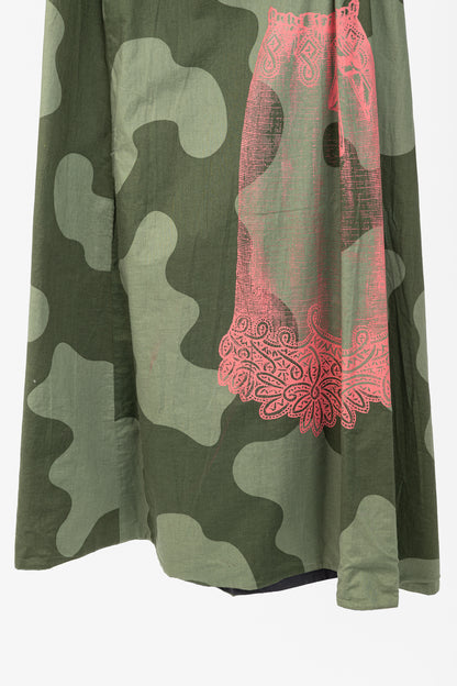 Diesel Reversible Camouflage & Grey Cotton-Blend Maxi Skirt