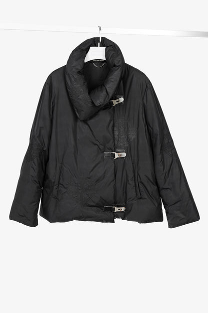 Dino Valiano Black Quilted-Medallion Down Jacket