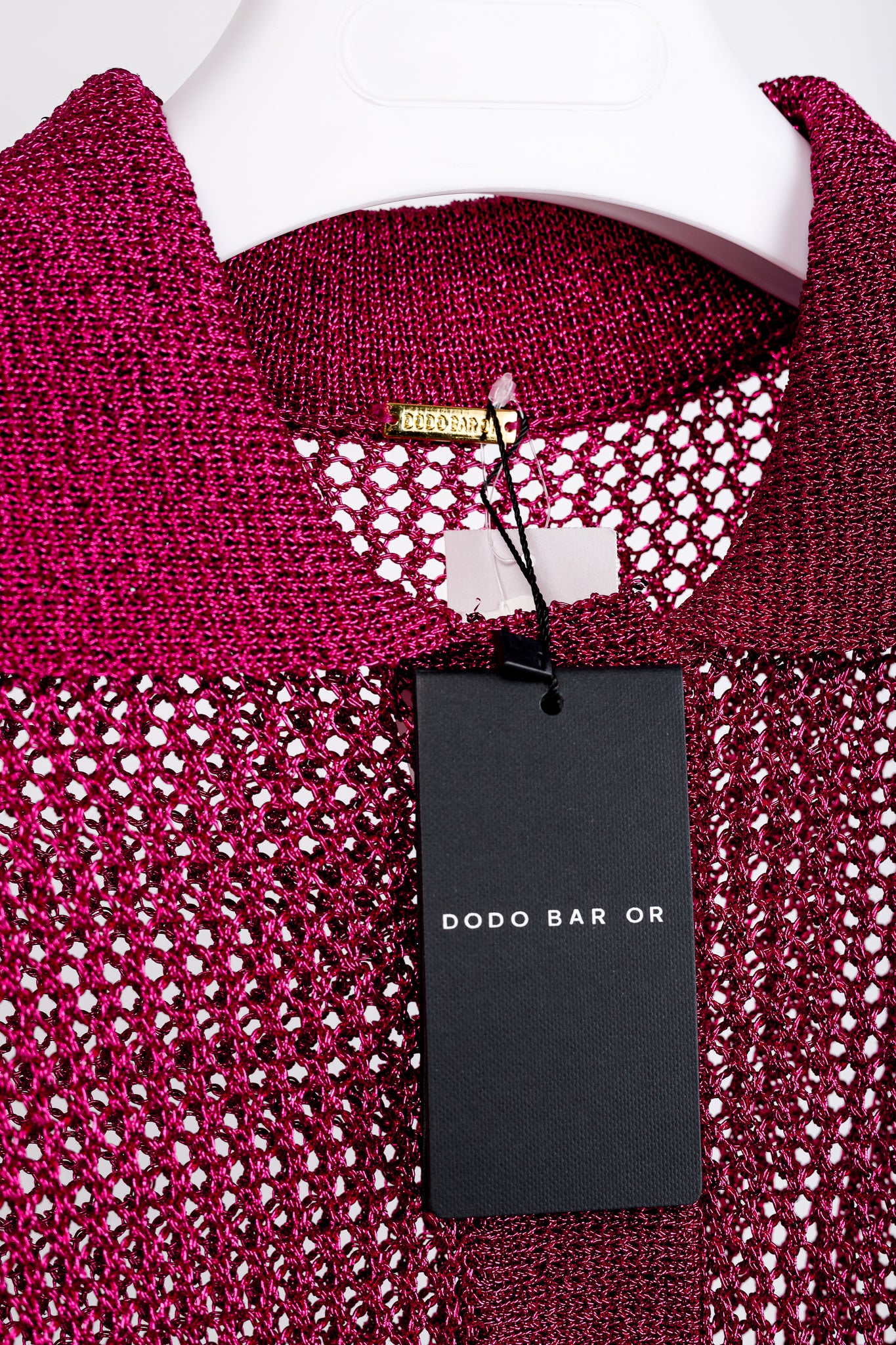 Dodo Bar Or Nma Fuchsia Short-Sleeve Crochet Polo Shirt