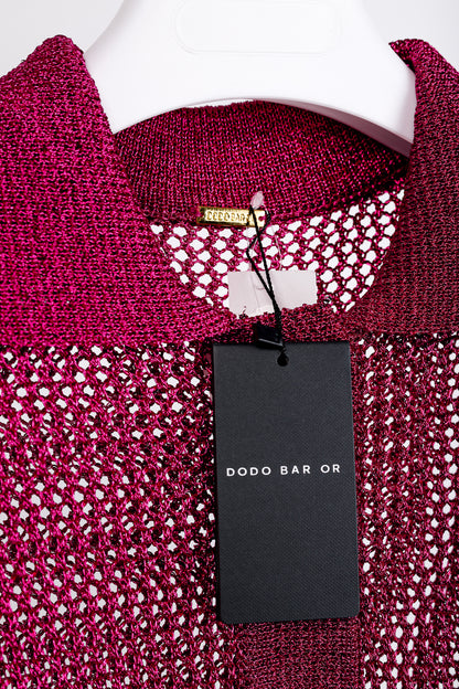 Dodo Bar Or Nma Fuchsia Short-Sleeve Crochet Polo Shirt