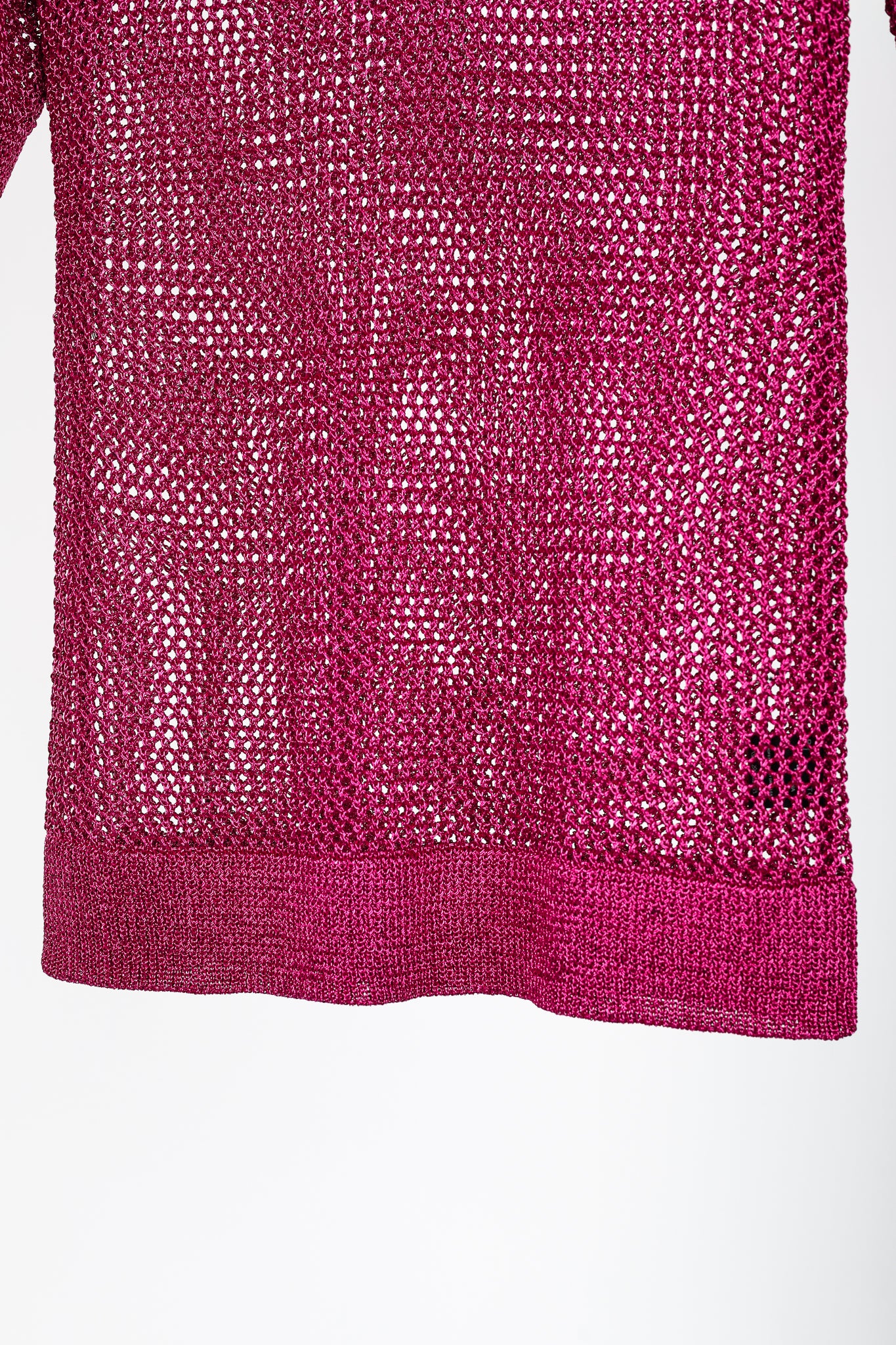Dodo Bar Or Nma Fuchsia Short-Sleeve Crochet Polo Shirt