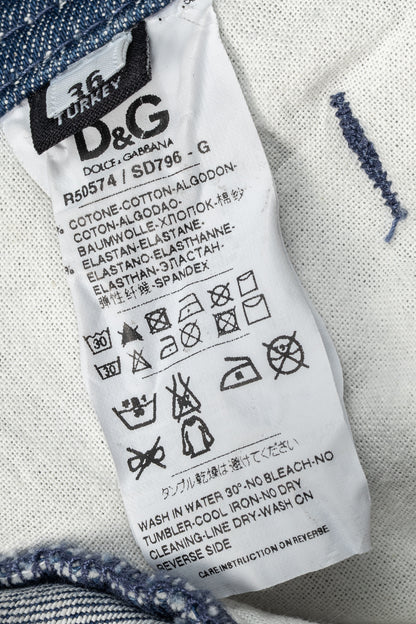 Dolce & Gabbana Mens Blue Distressed Paint-Splatter Straight-Leg Jeans