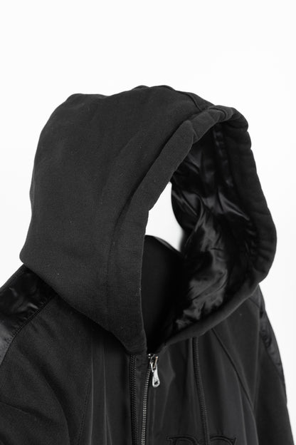 D&G Dolce & Gabbana Black Cotton Logo-Embroidered Zip Hoodie
