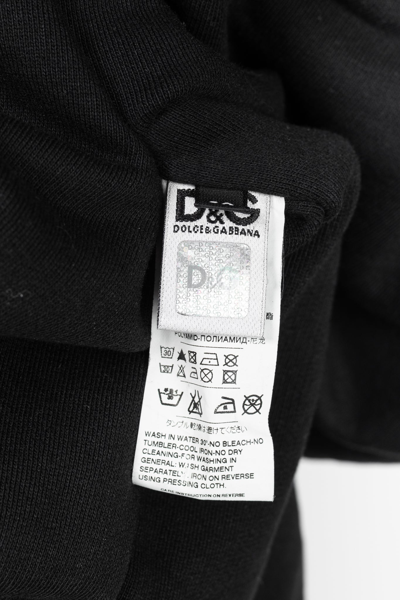 D&G Dolce & Gabbana Black Cotton Logo-Embroidered Zip Hoodie
