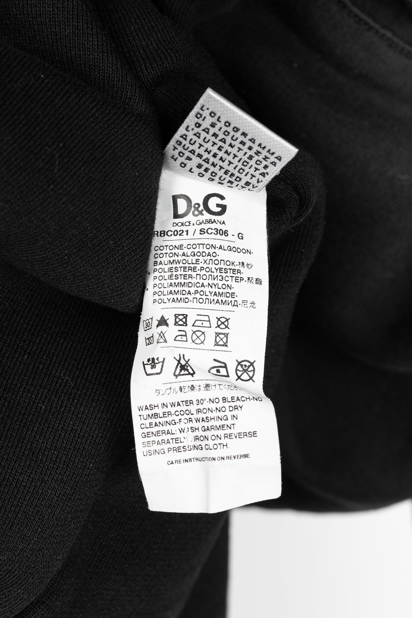 D&G Dolce & Gabbana Black Cotton Logo-Embroidered Zip Hoodie