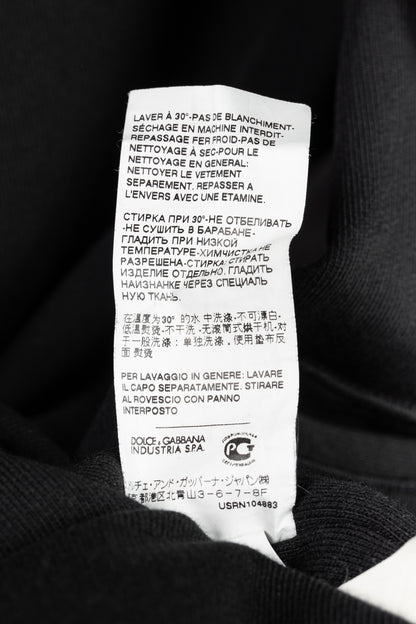 D&G Dolce & Gabbana Black Cotton Logo-Embroidered Zip Hoodie