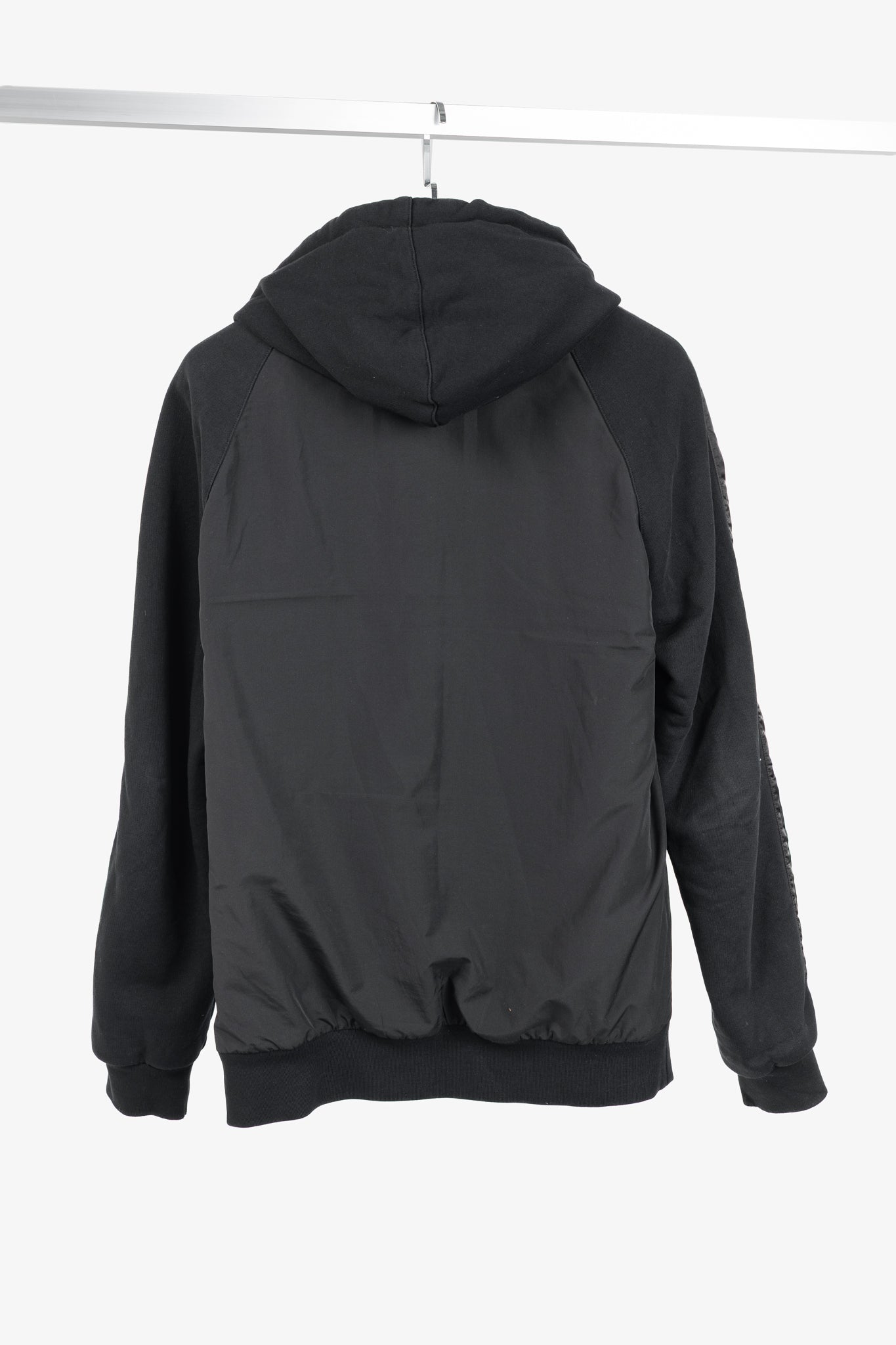 D&G Dolce & Gabbana Black Cotton Logo-Embroidered Zip Hoodie