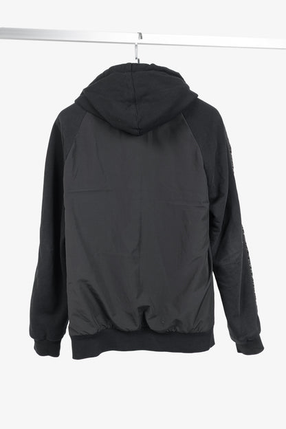 D&G Dolce & Gabbana Black Cotton Logo-Embroidered Zip Hoodie