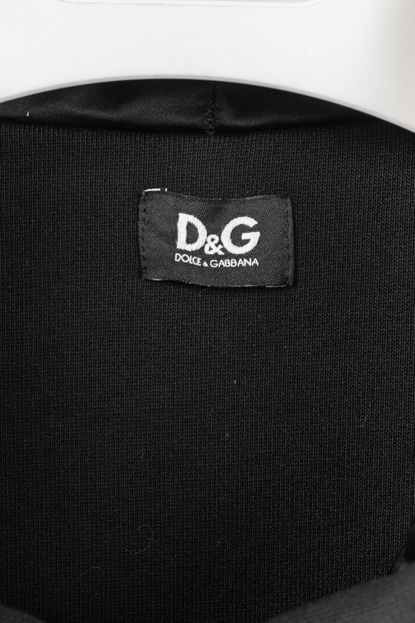 D&G Dolce & Gabbana Black Cotton Logo-Embroidered Zip Hoodie
