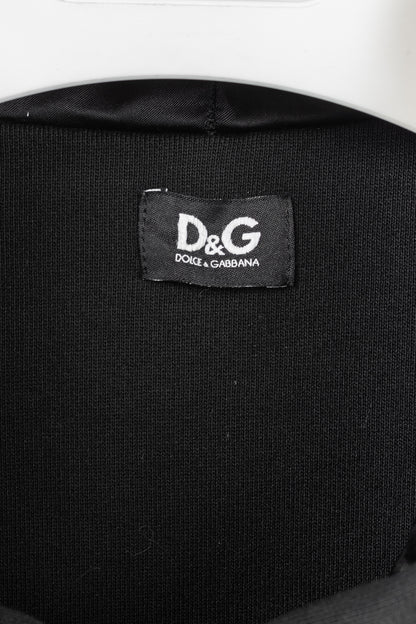 D&G Dolce & Gabbana Black Cotton Logo-Embroidered Zip Hoodie