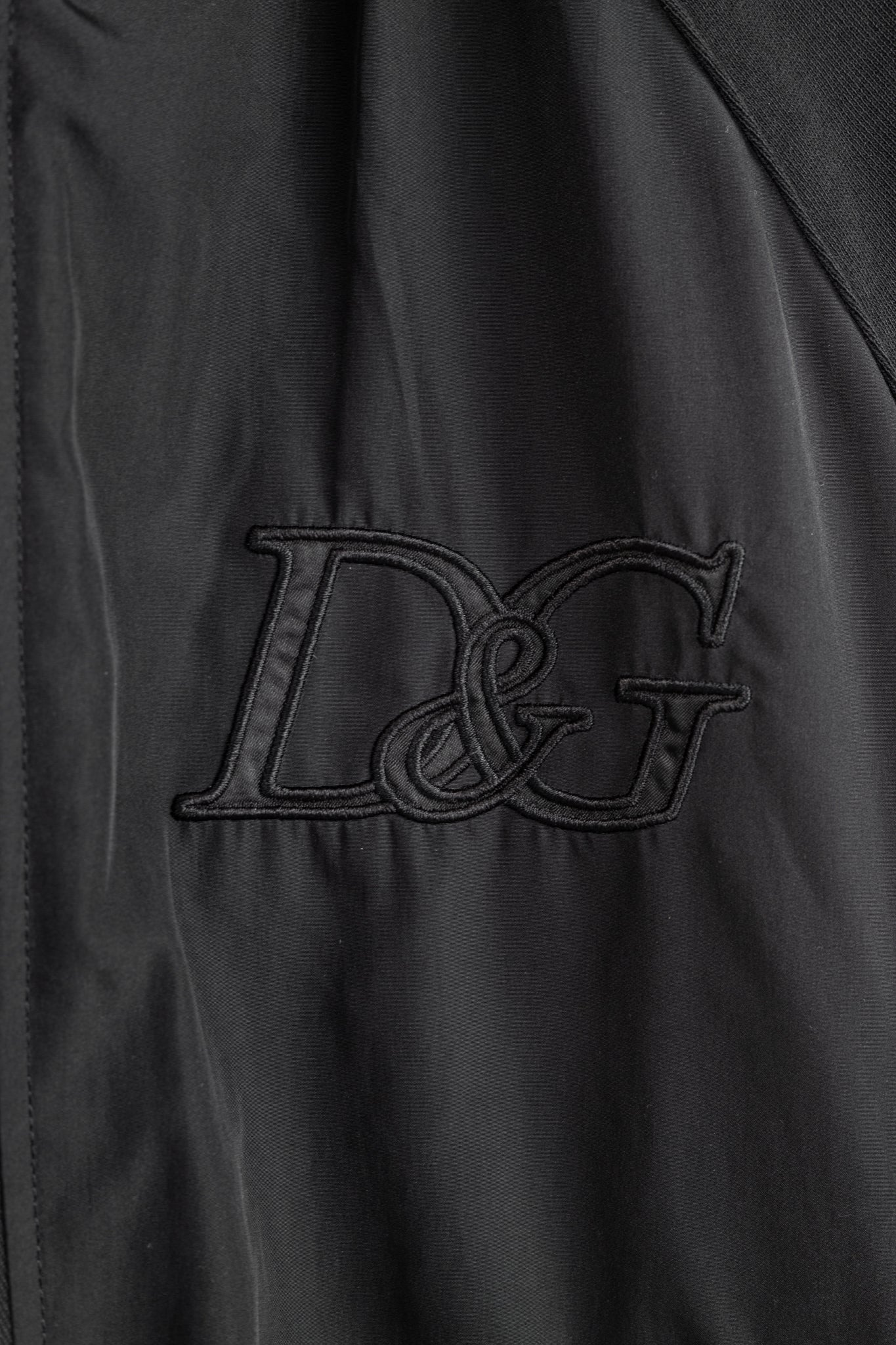 D&G Dolce & Gabbana Black Cotton Logo-Embroidered Zip Hoodie