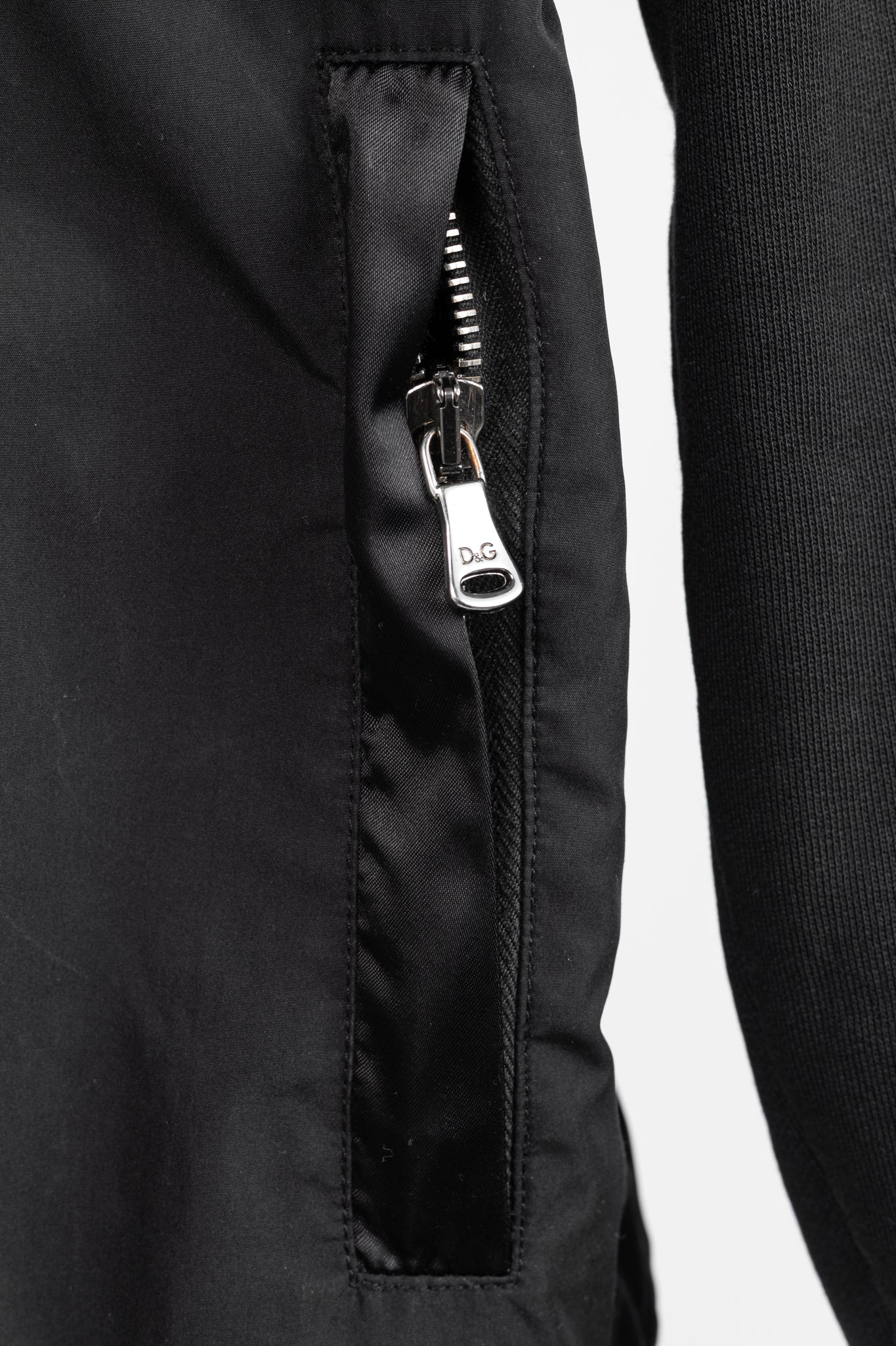 D&G Dolce & Gabbana Black Cotton Logo-Embroidered Zip Hoodie