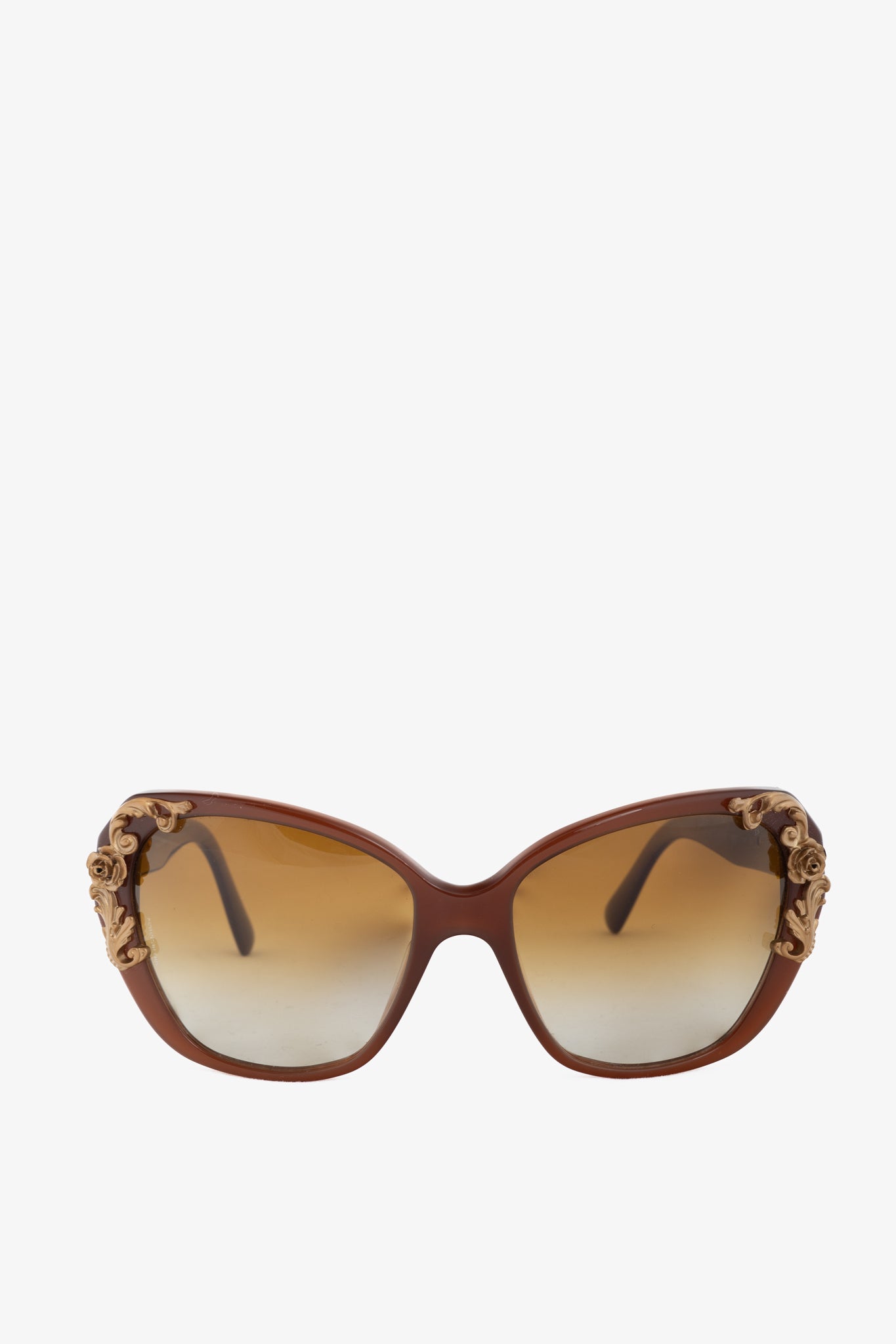 Dolce & Gabbana Sicilian Baroque Brown Cat-Eye Sunglasses