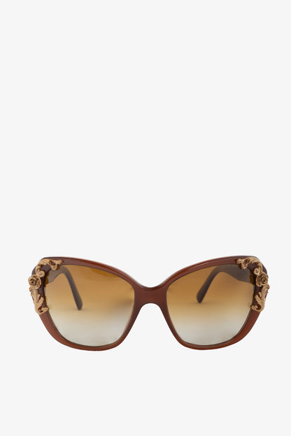 Dolce & Gabbana Sicilian Baroque Brown Cat-Eye Sunglasses