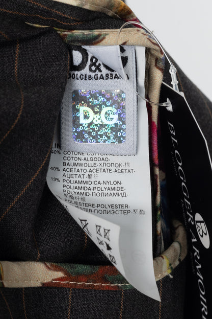 D&G Dolce & Gabbana Charcoal Pinstripe Stretch-Wool Blazer