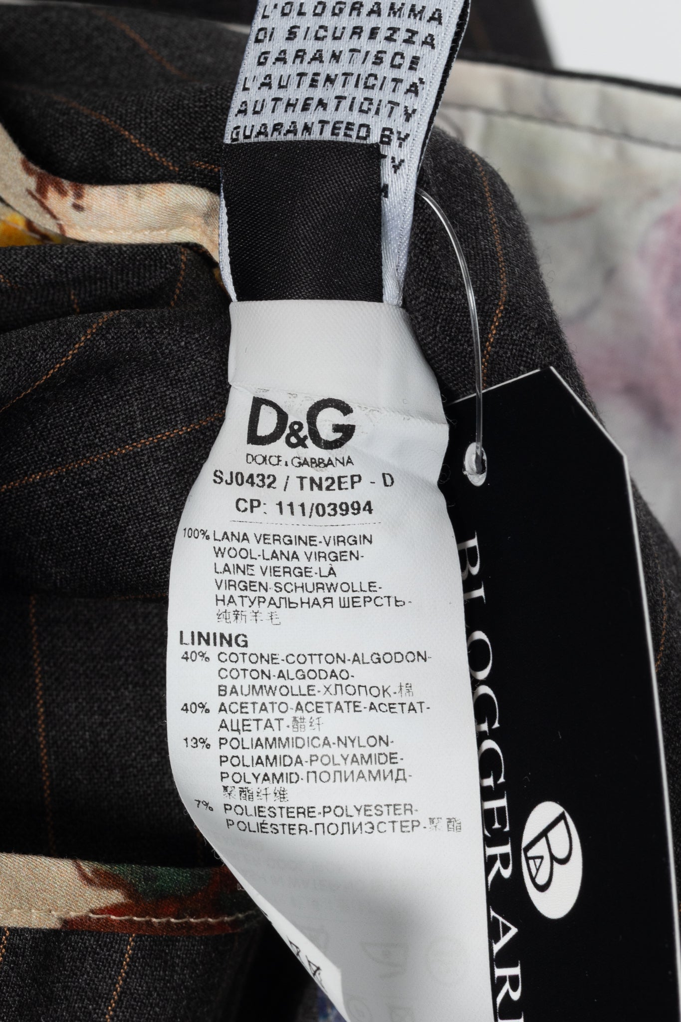 D&G Dolce & Gabbana Charcoal Pinstripe Stretch-Wool Blazer