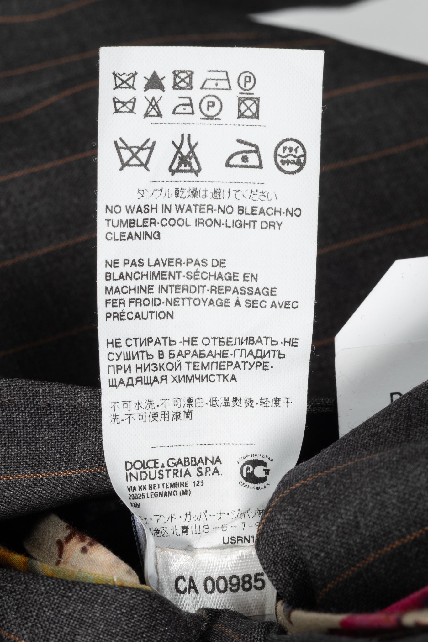D&G Dolce & Gabbana Charcoal Pinstripe Stretch-Wool Blazer