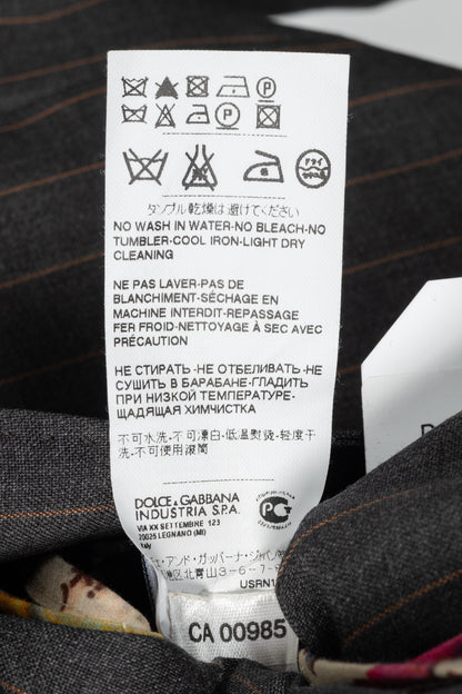 D&G Dolce & Gabbana Charcoal Pinstripe Stretch-Wool Blazer