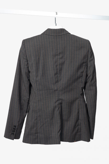 D&G Dolce & Gabbana Charcoal Pinstripe Stretch-Wool Blazer