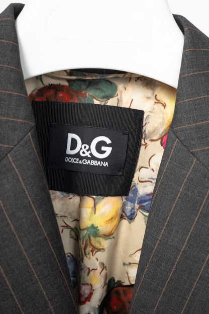 D&G Dolce & Gabbana Charcoal Pinstripe Stretch-Wool Blazer