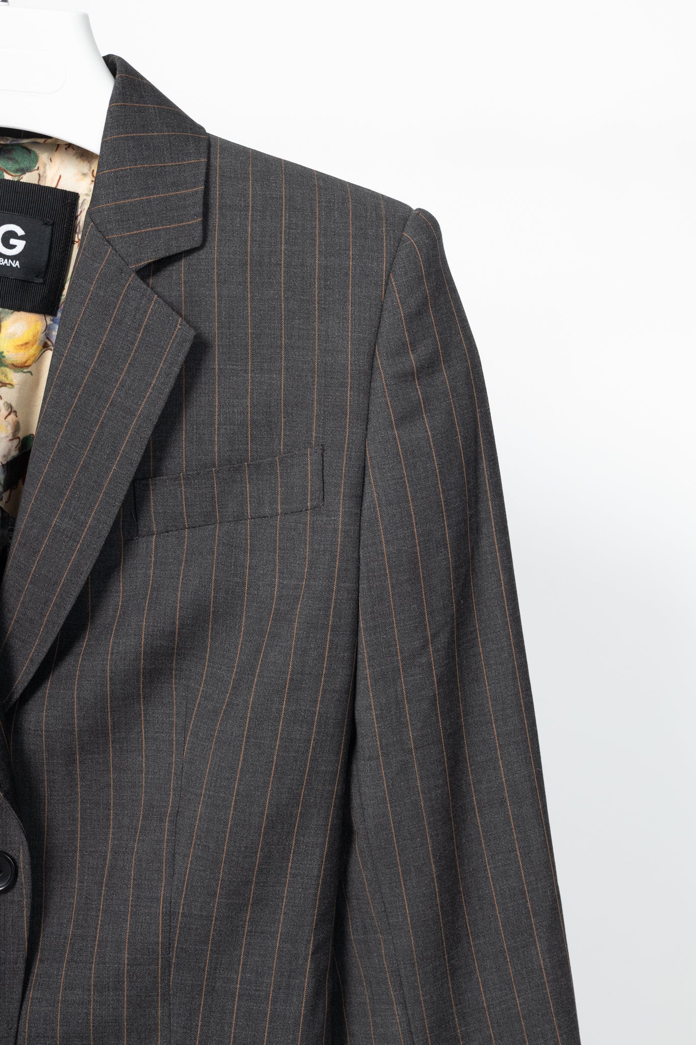 D&G Dolce & Gabbana Charcoal Pinstripe Stretch-Wool Blazer
