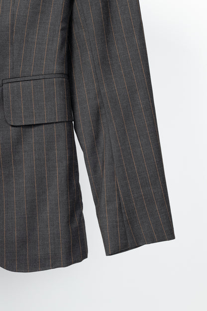 D&G Dolce & Gabbana Charcoal Pinstripe Stretch-Wool Blazer