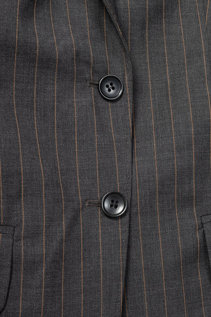 D&G Dolce & Gabbana Charcoal Pinstripe Stretch-Wool Blazer