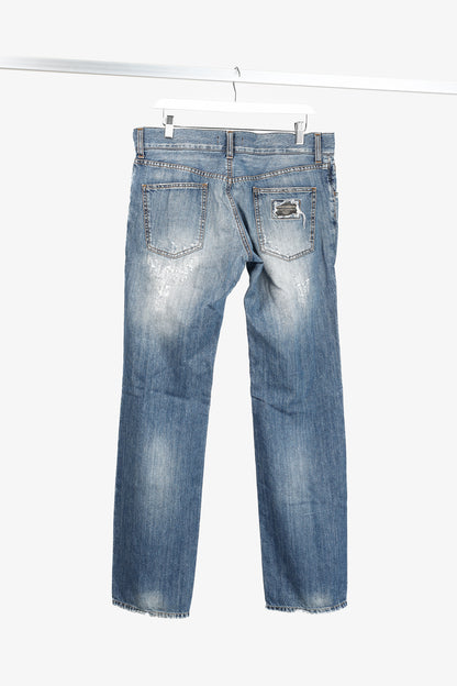 Dolce & Gabbana Medium-Wash Distressed Straight-Leg Jeans