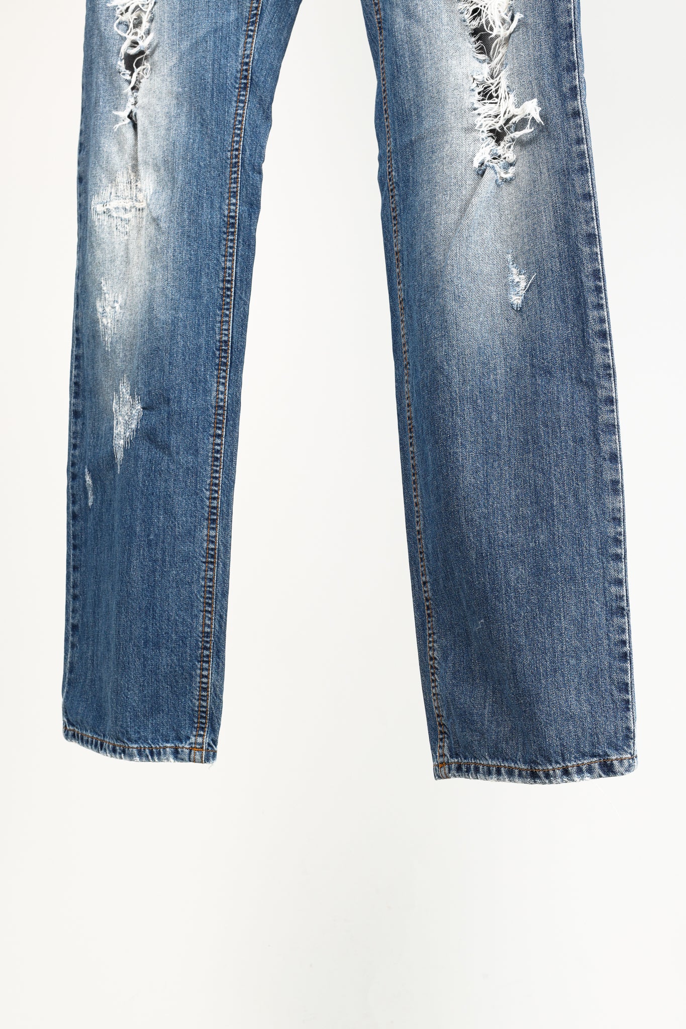 Dolce & Gabbana Medium-Wash Distressed Straight-Leg Jeans