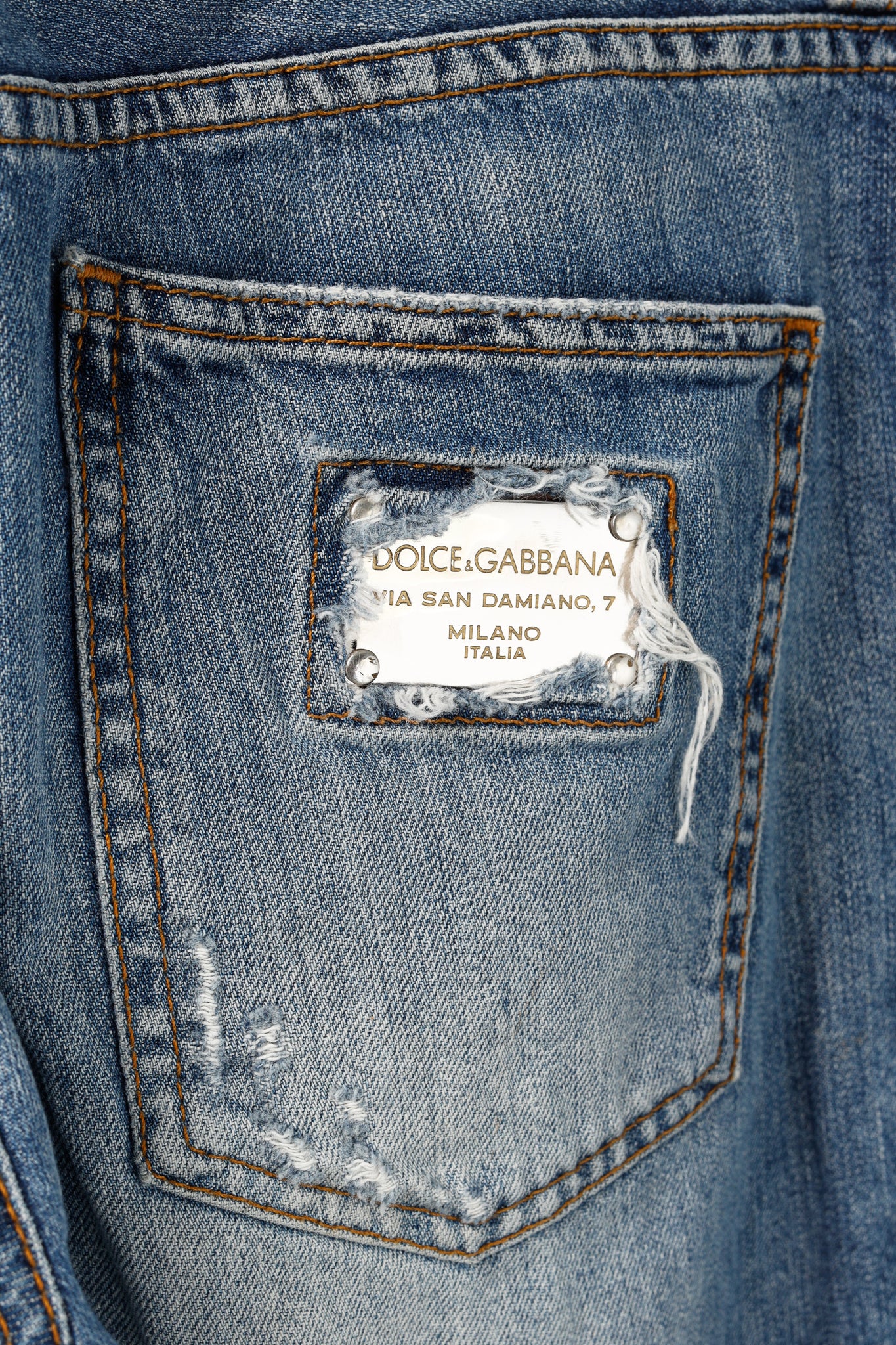 Dolce & Gabbana Medium-Wash Distressed Straight-Leg Jeans