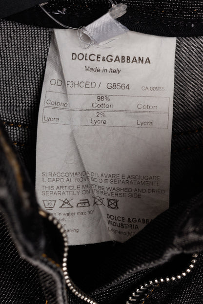 Dolce & Gabbana Charcoal Straight-Leg Logo Plaque Jeans