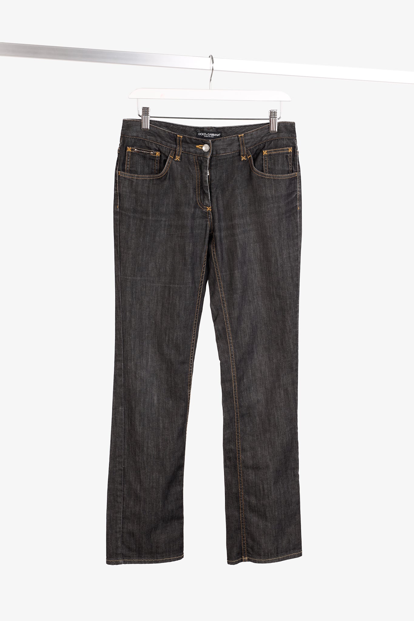Dolce & Gabbana Charcoal Straight-Leg Logo Plaque Jeans