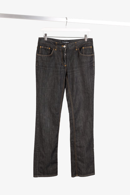Dolce & Gabbana Charcoal Straight-Leg Logo Plaque Jeans