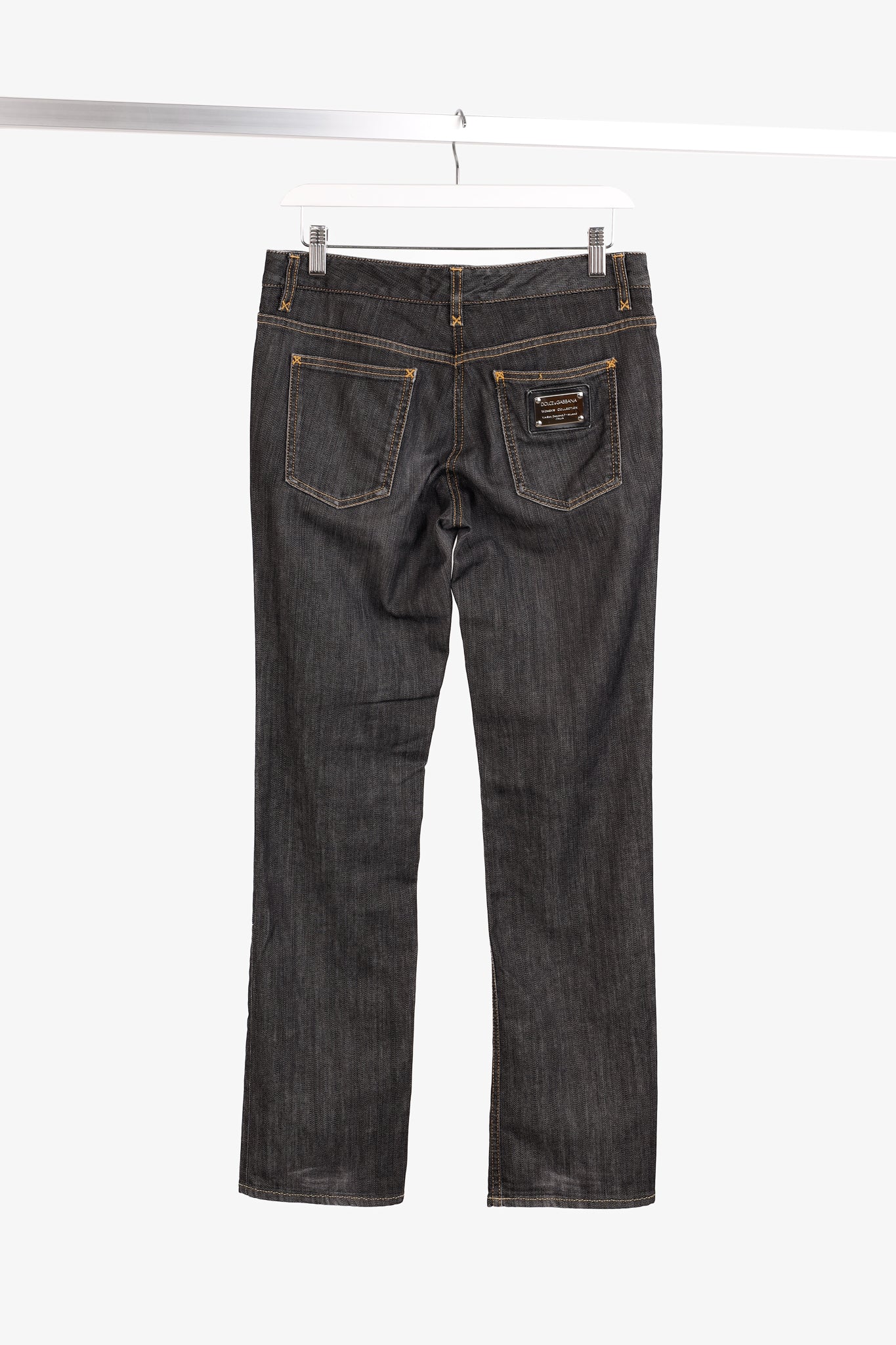 Dolce & Gabbana Charcoal Straight-Leg Logo Plaque Jeans