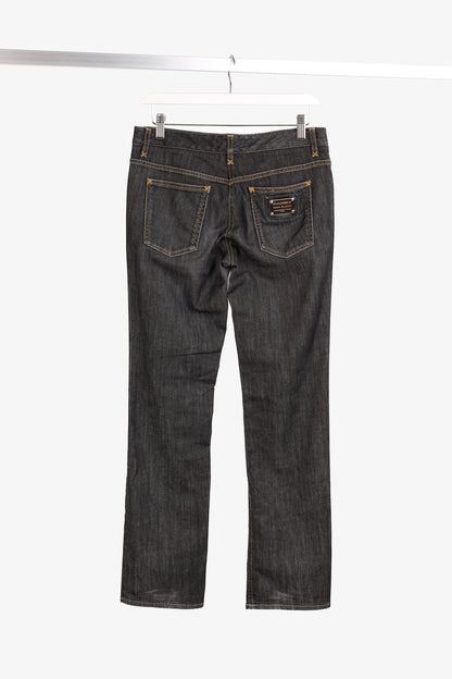 Dolce & Gabbana Charcoal Straight-Leg Logo Plaque Jeans