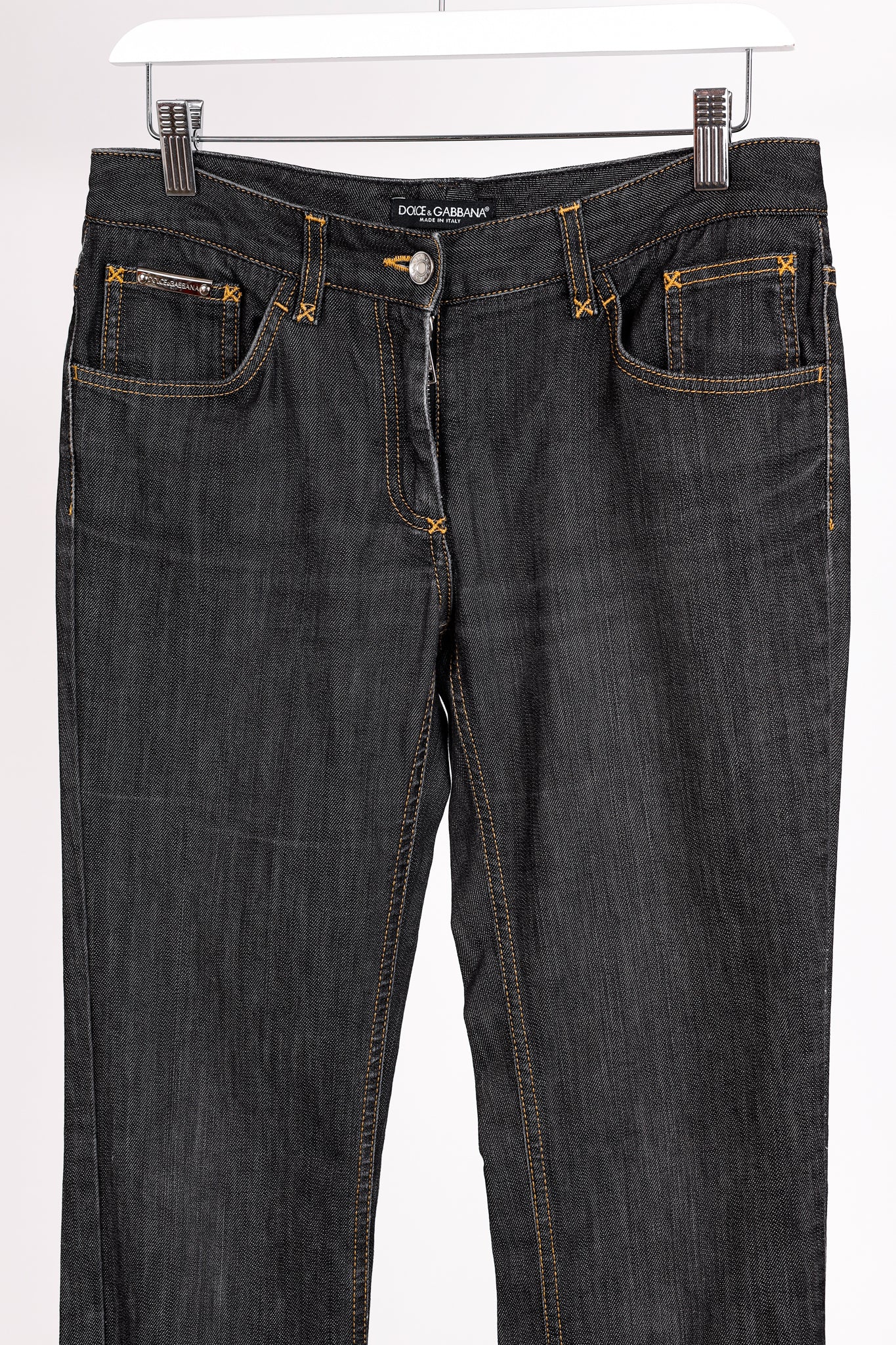 Dolce & Gabbana Charcoal Straight-Leg Logo Plaque Jeans
