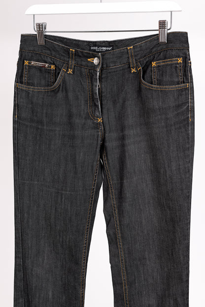 Dolce & Gabbana Charcoal Straight-Leg Logo Plaque Jeans