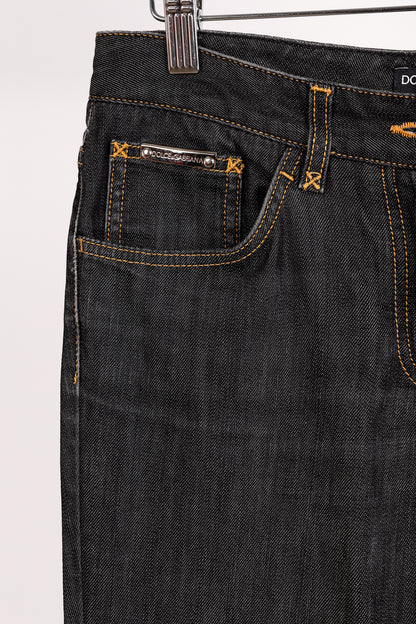 Dolce & Gabbana Charcoal Straight-Leg Logo Plaque Jeans