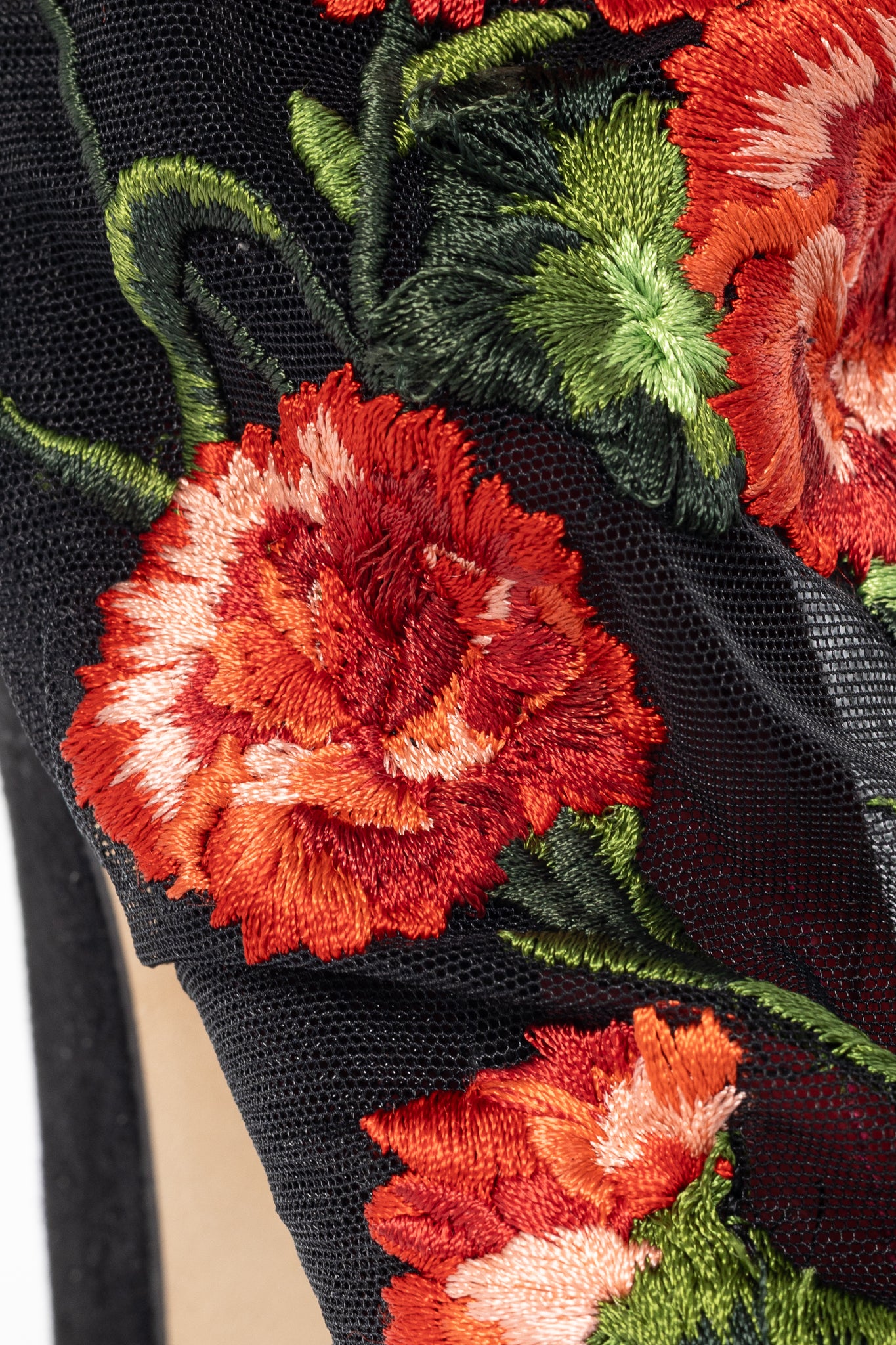 Dolce & Gabbana SS/15 Runway Nero Multi Floral-Embroidered Mesh Suede Booties