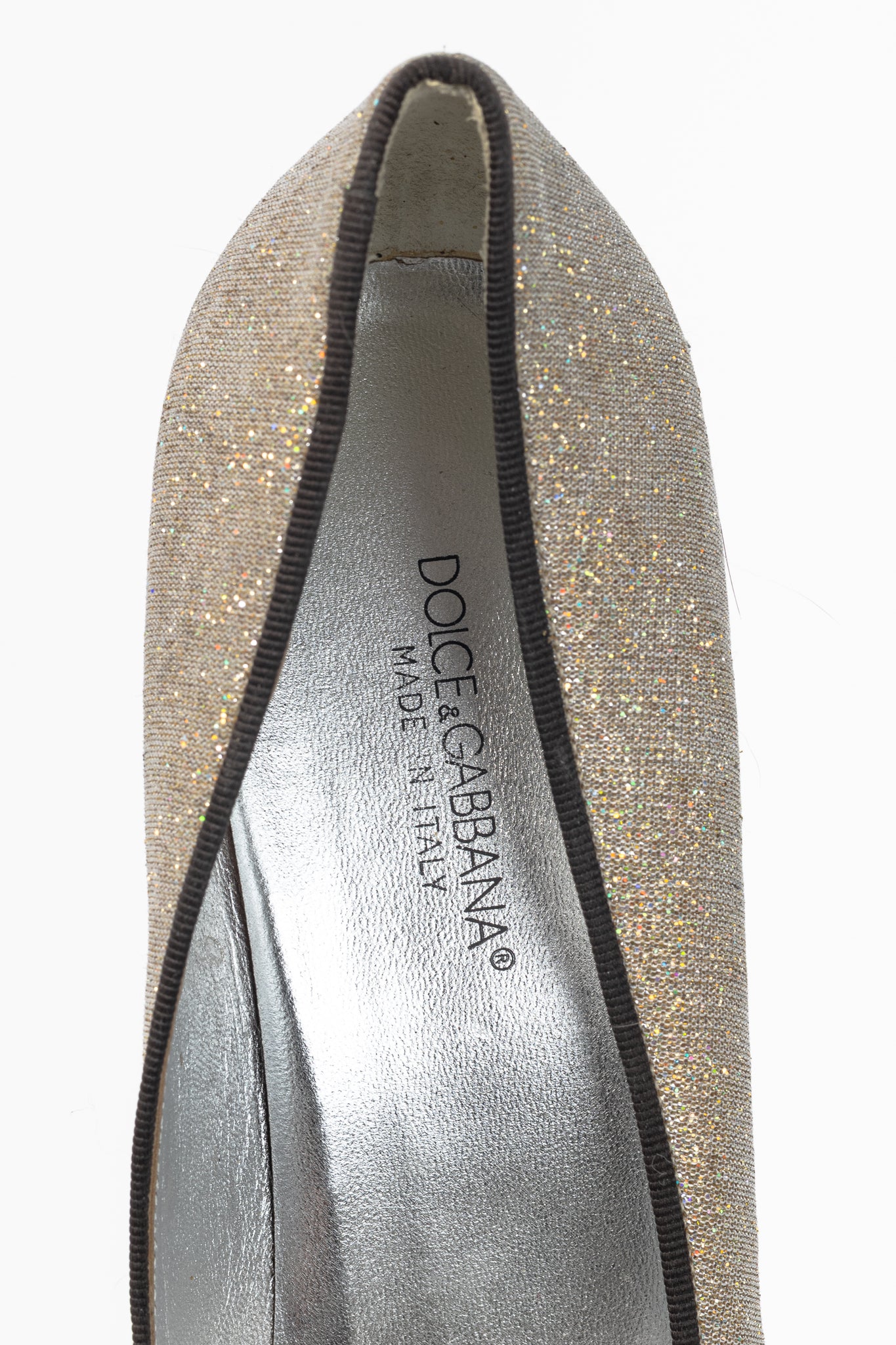 Dolce & Gabbana Gold Sparkle Velvet-Buckle Pumps