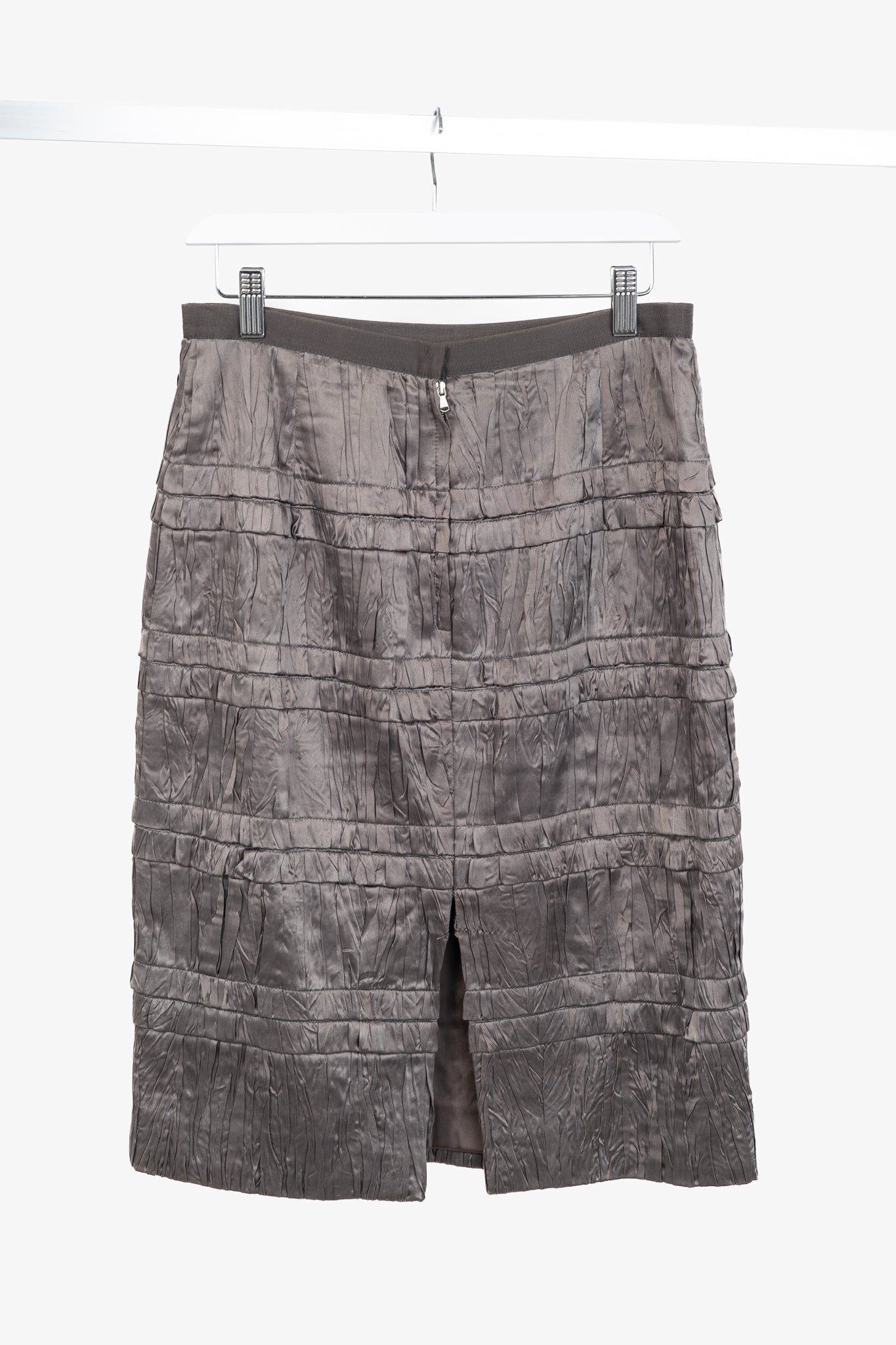 Dolce & Gabbana Brown Gathered-Silk Pencil Skirt