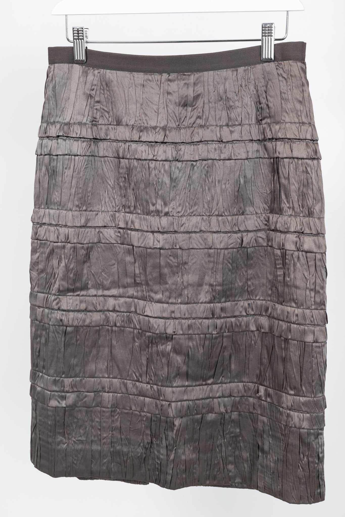 Dolce & Gabbana Brown Gathered-Silk Pencil Skirt