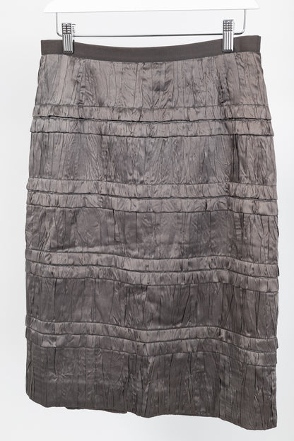 Dolce & Gabbana Brown Gathered-Silk Pencil Skirt