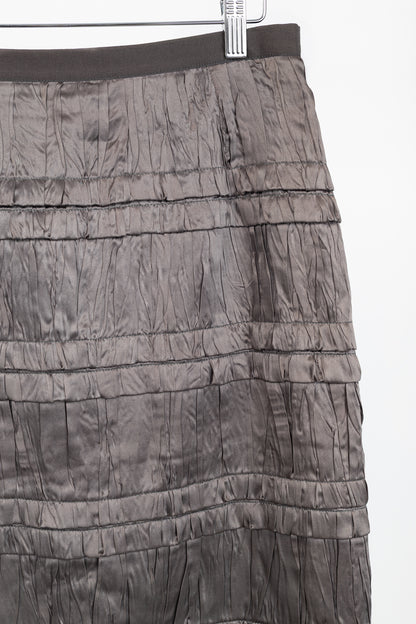 Dolce & Gabbana Brown Gathered-Silk Pencil Skirt